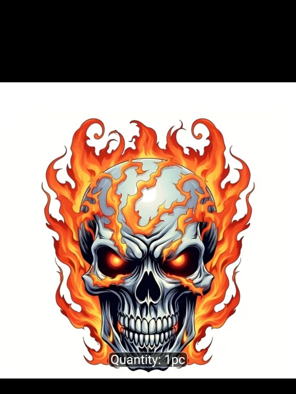 Flaming Skull Graphic Design Iron-on Decal
